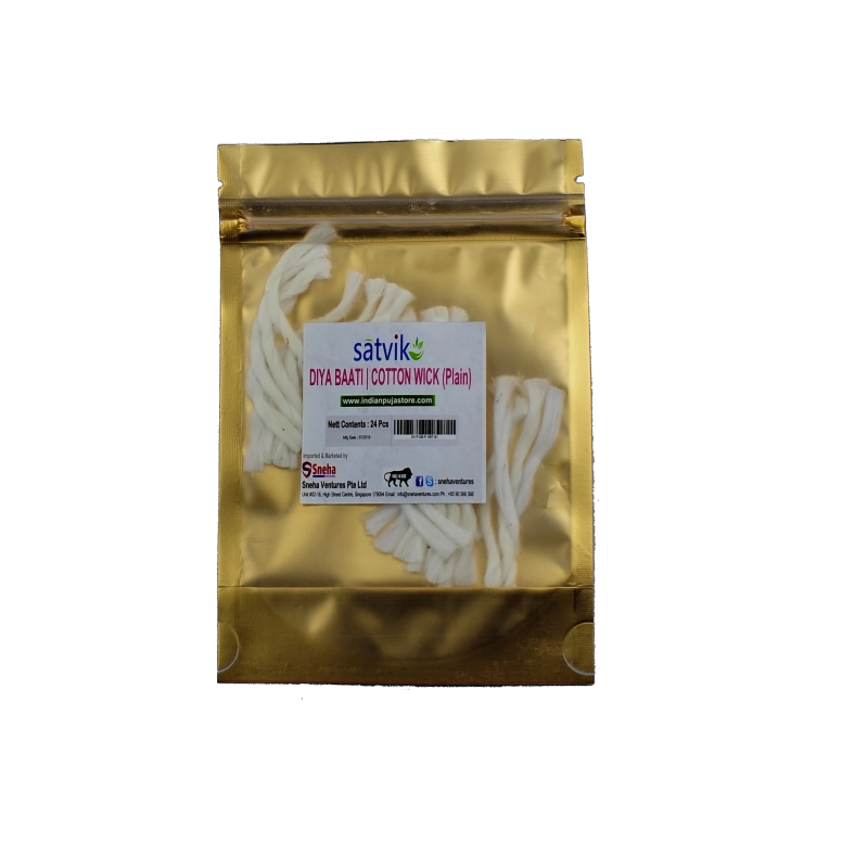 Satvik Diya Batti Plain (Cotton Wick) 100% Pure Cotton, 8 dozens (96pcs), baati for prayer